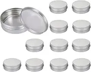 12Pcs 30ml Aluminum Tin Jars,Round Pot Screw Cap Lids,Silver Cosmetic Sample Jars Storage Containers,Aluminum Tin Jar Refillable Containers Round Empty Tins for Lip Balm, Salve, Eye Shadow