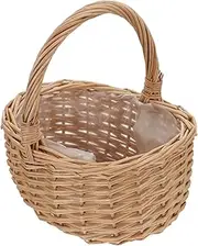 BESPORTBLE 2 pcs Natural Rattan Woven Flower Basket Light Yellow Decorative Storage Basket for Flower Arrangement Portable Eggs Holder for Home Decor and Special Occasions