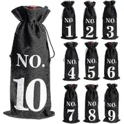 Blind Tasting Drawstring Burlap Wine Bottle Sleeves Set of 10