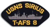 US Navy T-AFS 8 USNS Sirius Combat Stores Ship Cap Patch Iron-On Backing