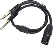 Audio Y Splitter Cable, 3Pin Male to SP XLR to Dual 6.35mm Stereo Sound Cable, Double 1/4in XLR Male Audio Adapter for Microphone Amplifier Sound Card (3 Meter)