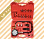 19 pc Cylinder Oil Pressure Tester Engine Gauge Diesel Test Spark PLUG with box