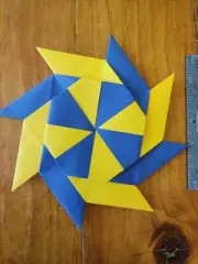 Paper Transforming Ninja Star - Origami - Handmade - Yellow & Blue