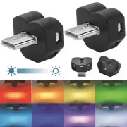 2 X Mini USB LED Light Car Interior Atmosphere Ambient Lamp 8-Color Gradients