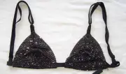 DOLCE & GABBANA Vintage Black Crystal Chainmail Mesh Metal Bra Top 2 4 S/S 2000
