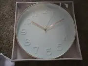 3 Hands Corporation 12" Clock Gold Color Outer With White Raised Numbers.