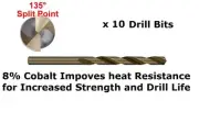 10 Pack Alpha Cobalt Drill Bits 4mm HSS, METAL - Hi Tensile - Stainless Steel