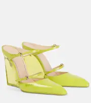 [Gucci] Gucci Leather wedge mules AU 6 green