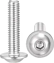 uxcell Flanged Button Head Socket Cap Screws, M4*18mm Hex Socket Drive Screw, 304 Stainless Steel Fasteners Bolts, Fully Threaded Machine Screw 50Pcs