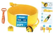 25' RV Power Extension Cord 30 Amp Twist Lock RV Adapter Plug 30M/30F with RV