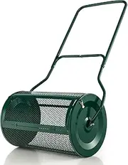 Compost Spreader,Peat Moss Spreader with Upgrade Side Latches & Extendable U Shape Handle,Heavy Duty Metal Mesh Push Topsoil Fertilizer Spreader,for Lawn and Garden