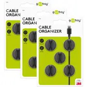 15x Goobay 1 Slot 1.88cm Adhesive Cable Organiser Round Cord/Wire Holder Black