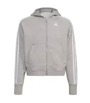 Adidas Girls Zip-Front Essential 3-Stripe Fleece Hoodie Jacket