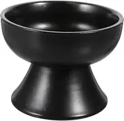 Happyyami Cat Ceramic Bowl Cat Eating Bowl Cat Food Dispenser Cute Cat Bowl Vomiting Cat Bowl Raised Cat Bowl Pet Water Bowl Indoor Pet Feeder Bowls Puppy Feeding Dish Black Ceramics