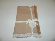 ANTHROPOLOGIE Set of 4 New Cappuccino Fringed Napkins NWT