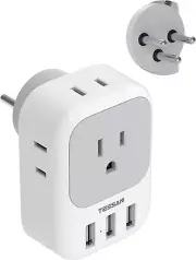 TESSAN Israel Power Adapter, US to Israel Travel Adaptor with 4 Outlets 3 USB