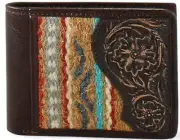 Ariat Western Mens Bifold Wallet Leather Tooled Floral Aztec Rug Brown A3552302