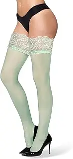 [Violet Mist] Women Sexy Lace Thigh High Stockings Lace Top Sheer Pantyhose Nylon Fish Net Over Knee High Hosiery Socks Gift