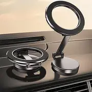 Compatible with MagSafe Car Mount, 360° Rotation All-Metal Magnetic Phone Holder for Car, Strong Magnets iPhone Car Holder Hands Free Phone Mount for Car Dash for iPhone 15 14 13 Pro Max Plus (Black)