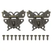 2 Pcs 44x50mm Wooden Box Hasp Latch Butterfly Vintage Hasp Latch Hook Bronze