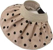 [LERTREE] Women Empty-top Sun Hat Foldable Summer Sunscreen Beach Solar Hat Wide Brim Shell Hat with Polka Dots