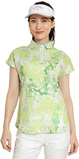 [Callaway] C25134215 Women's French Sleeve Polo Shirt (Botanical Pattern, Textured Mesh) / Golf