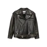 [Alexander Mcqueen] Alexander Mcqueen Leather Biker Jacket 40 IT BROWN/BLACK