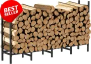 5.3ft Firewood Rack Holder Adjustable Heavy Duty Fireplace Wood Storage Stand