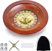 10 Inch Wooden Roulette Wheel - Professional Solid Wood Casino Wheel for Adults With 4 Balls - Perfect for Home Game Night and Entertainment Party