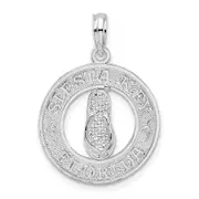Sterling Silver De-Ani Rhodium-Plated Textured Siesta Key Florida With Flip-Flop Pendant