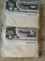 Cotton Comfort Flannel Flannelette Sheet Set Double Fitted EMBASSY 54 X 75