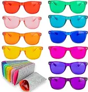 MoodVues 10-Pack of Color Therapy Glasses with Matching Cases - Healing Colored Chromotherapy Chakra Light Therapy Glasses Eyewear to Support Mood, Relaxation, Focus & More - Colorful Sunglasses