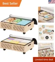 Large Capacity Wooden Under Bed Storage Drawer with Dust-Proof Bags - 2 Pack