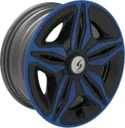 15x5 Trailer Wheel 5x4.5 Bolt Pattern Black Trailer Rim with Blue Rim Cover
