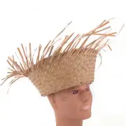U. S. Toy Raw Edge Straw Big Beachcomber Luau Hat, Natural, One-Size 7.5"