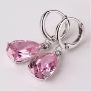 925 Sterling Silver Classic Elegant Pink Zircon Earrings for Women