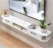 Floating TV Unit TV Stand Entertainment Shelf, Modern Wall Mounted Storage Shelf Rack Entertainment Center Floating TV Cabinet Media Console Wood Storage Hutch Under TV for Living Room Floating TV Ca