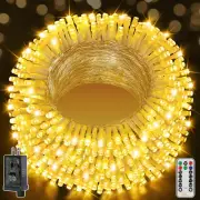 Christmas Lights Outdoor 800LED 262FT, Warm White Plug in Fairy Lights with Remo