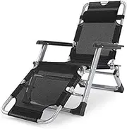 FMHCTN Folding Chairs Garden Deck Reclining Chair, Office Lounge Chair Outdoor Simple Nap Bed Hospital Bed Office Nap Folding Bed Portable(Color:Black) (Black) Interesting FANDIAO