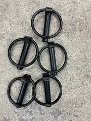 5 Pack of Tractor Implement Heavy Duty Black Lynch Pins with Ring 7/16" x 2 3/8