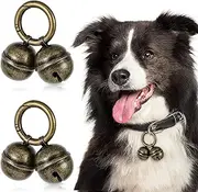 LLOUSSAK 2Pcs Dog Bells for Pet Tracking, Bell for Dog Collar, Extra Loud Pet Tracker Training Bells, Copper Bells with Quick Clips, Collar Bells for Pets, Bronze Pet Collar, No Gemstone