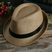 在飛比找Yahoo!奇摩拍賣優惠-韓版男女休閒遮陽草帽 服裝搭配漁夫帽 紳士帽 情侶款/表演用