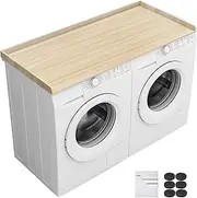 Toemics Washer Dryer Countertop Oak,Melamine Countertop with Edge Rails - 27.5" Depth x 54" Width Laundry Room Organization