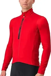 [Castelli] Men's Entrata Thermal Jersey, Long Sleeve Zip Up Fleece Insulated Base Layer for Winter Road Cycling I Gravel Biking, Rich Red/Black, Small