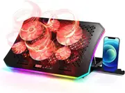 Laptop Cooling Pad, Keibn RGB Lights Laptop Cooler 6 Fans for 15.6-17.3 Inch Laptops, 7 Height Stands, 10 Modes Light, 2 USB Ports, Desk or Lap Use (A8,Red)