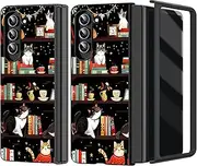 [ACWDMKH] for Galaxy Z Fold 6 Case,for Samsung Galaxy Z Fold 6 Case Slim Hard PC Ultra-Thin Anti-Scratches Shockproof Protective Phone Cover Case for Z Fold6,Cat Bookshelf