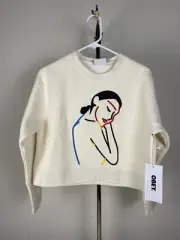 Obey Lady Crew Sweatshirt Women’s Small embroidered White Colorful Pull Over