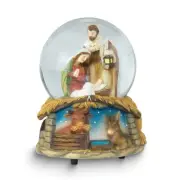 Resin Christmas Holy Family Nativity Musical (Plays Silent Night) Water Globe