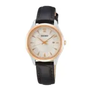 *BRAND NEW* Seiko Noble Quarz Silver Dial Leather Strap Women's Watch SUR428