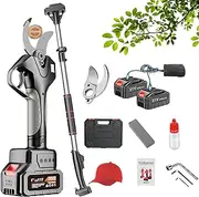 Electric Pruning Shears, Professional Cordless Pruning Shears with Extension Rod, 2 * 4500mah 21V Battery, 45mm LCD Display Screen Cordless Secateurs Brushless Motor, Pruning Shears